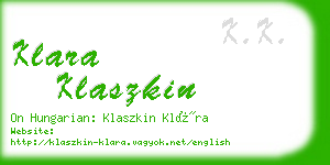 klara klaszkin business card